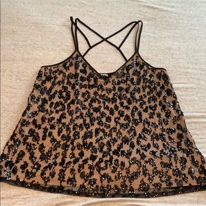 Sequenced black and cream tank -stretchy!